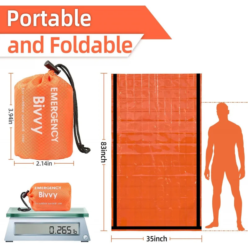 Saco de Dormir de Emergencia Manta Térmica Bivy Ligero Impermeable Portátil para Acampar y Senderismo