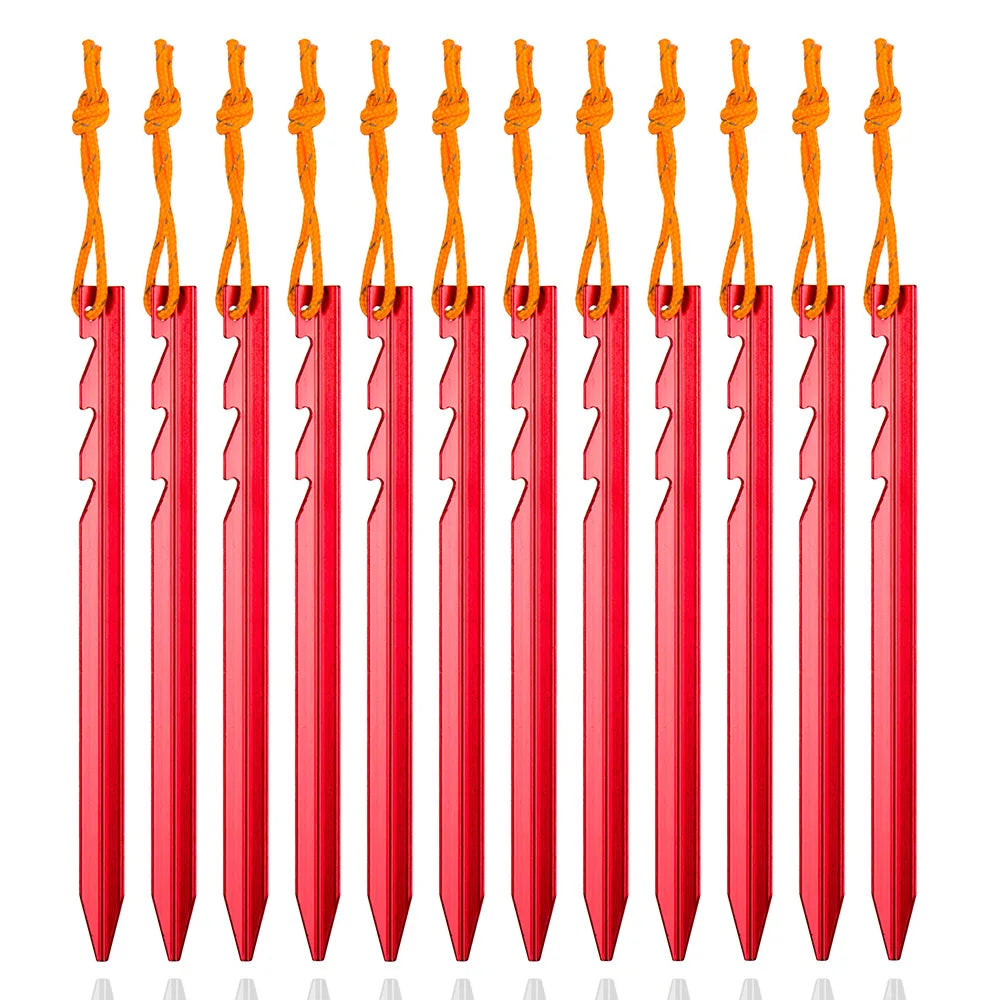 Juego de 12 piquetas de aluminio 18 cm ultraligeras para tienda de campaña y toldos
