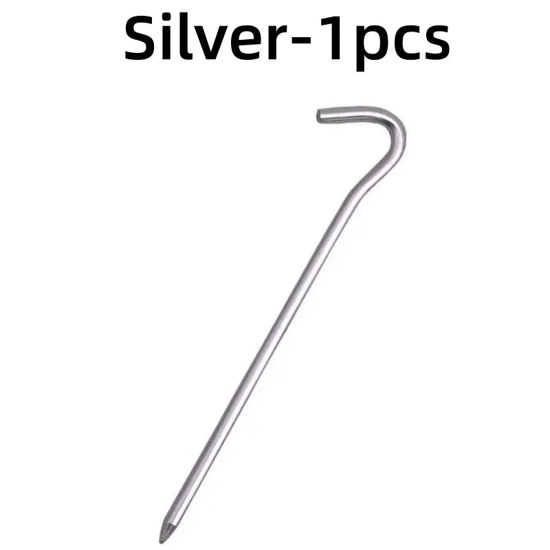 Clavo para Tienda de Campaña de Aluminio 18cm con Gancho – Estaca para Camping, Hamaca y Senderismo