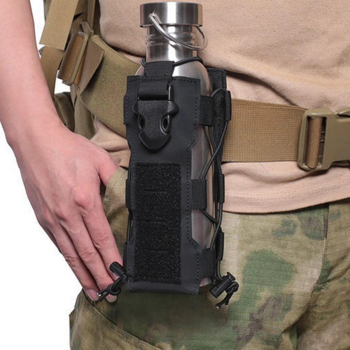 Bolsa Táctica Molle para Botella de Agua – Funda Porta Botellas para Camping y Caza