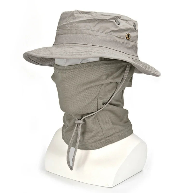 Set de Gorro Camuflado Táctico con Protección Solar para Outdoor, Senderismo y Pesca – UV, Ajustable