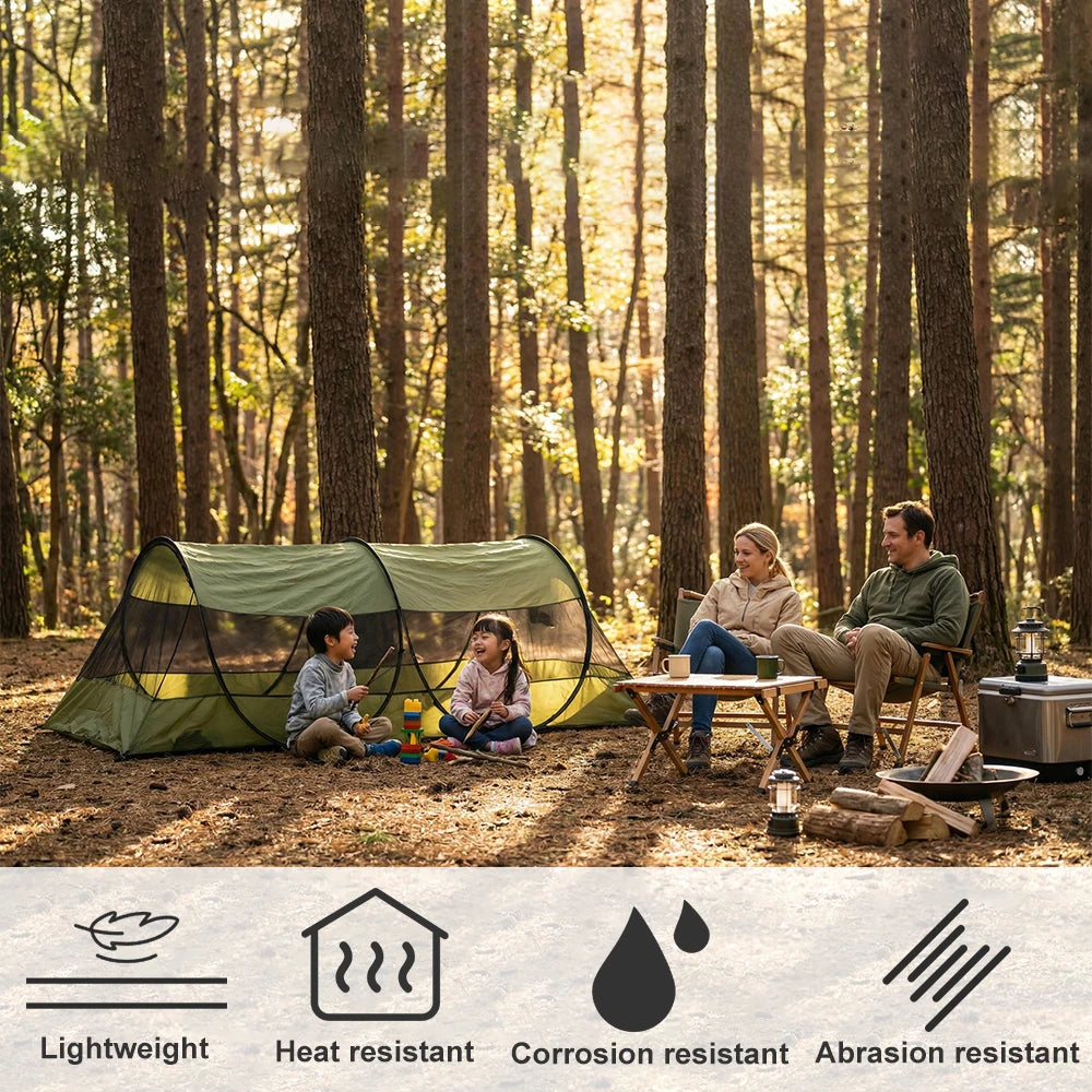 Tienda para 1 Persona de Malla B4 de Alta Densidad, Doble Cremallera y Ventilación, Ultraligera para Camping al Aire Libre