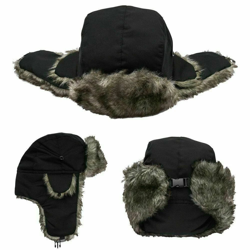 Gorro Ruso de Invierno Hombre con Orejeras Impermeable para Esquí y Frío Extremo