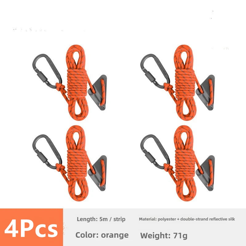 Cuerda Reflectante Doble de 5mm para Tienda de Campaña con Tensor y Hebilla – Accesorio Cortaviento para Outdoor, Lona y Refugios