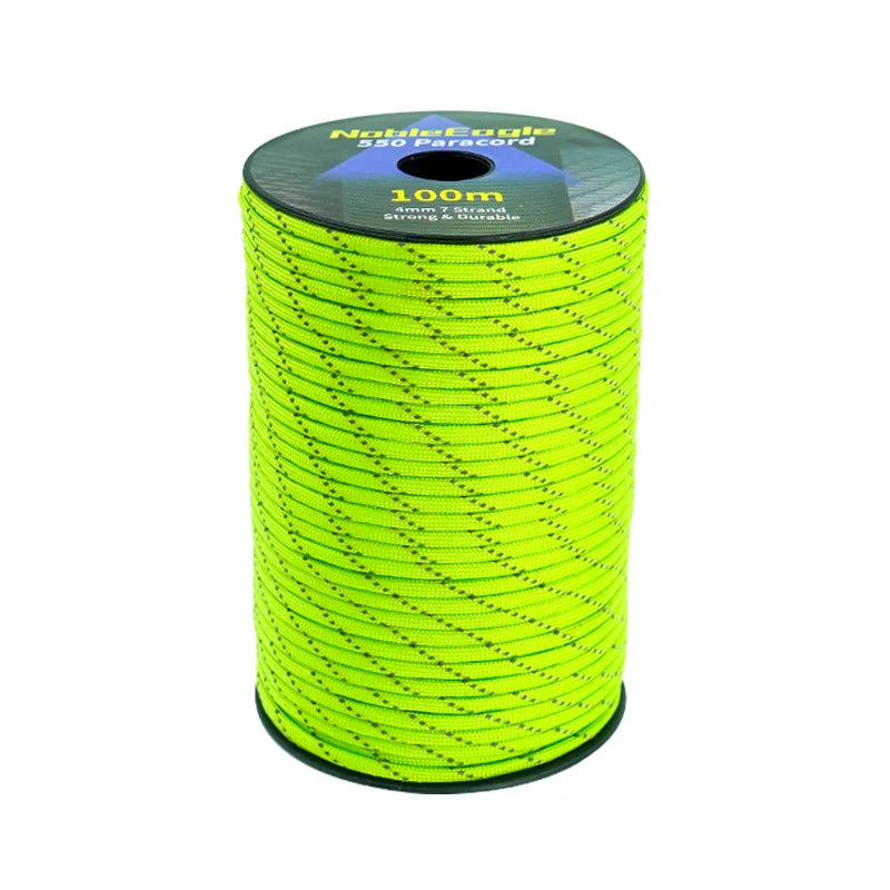 Cuerda Paracord Reflectante Militar 7 Hilos 4mm 550 Lbs para Camping, Tienda y Pulseras DIY