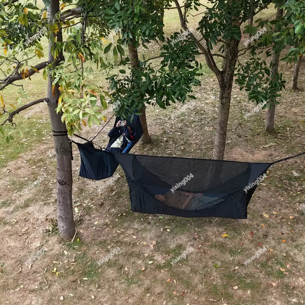 Hamaca Multifuncional con Colchón, Mosquitera y Toldo Impermeable para Camping, Jardín o Interior