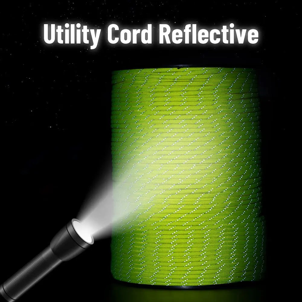 Cuerda Paracord Reflectante Militar 7 Hilos 4mm 550 Lbs para Camping, Tienda y Pulseras DIY