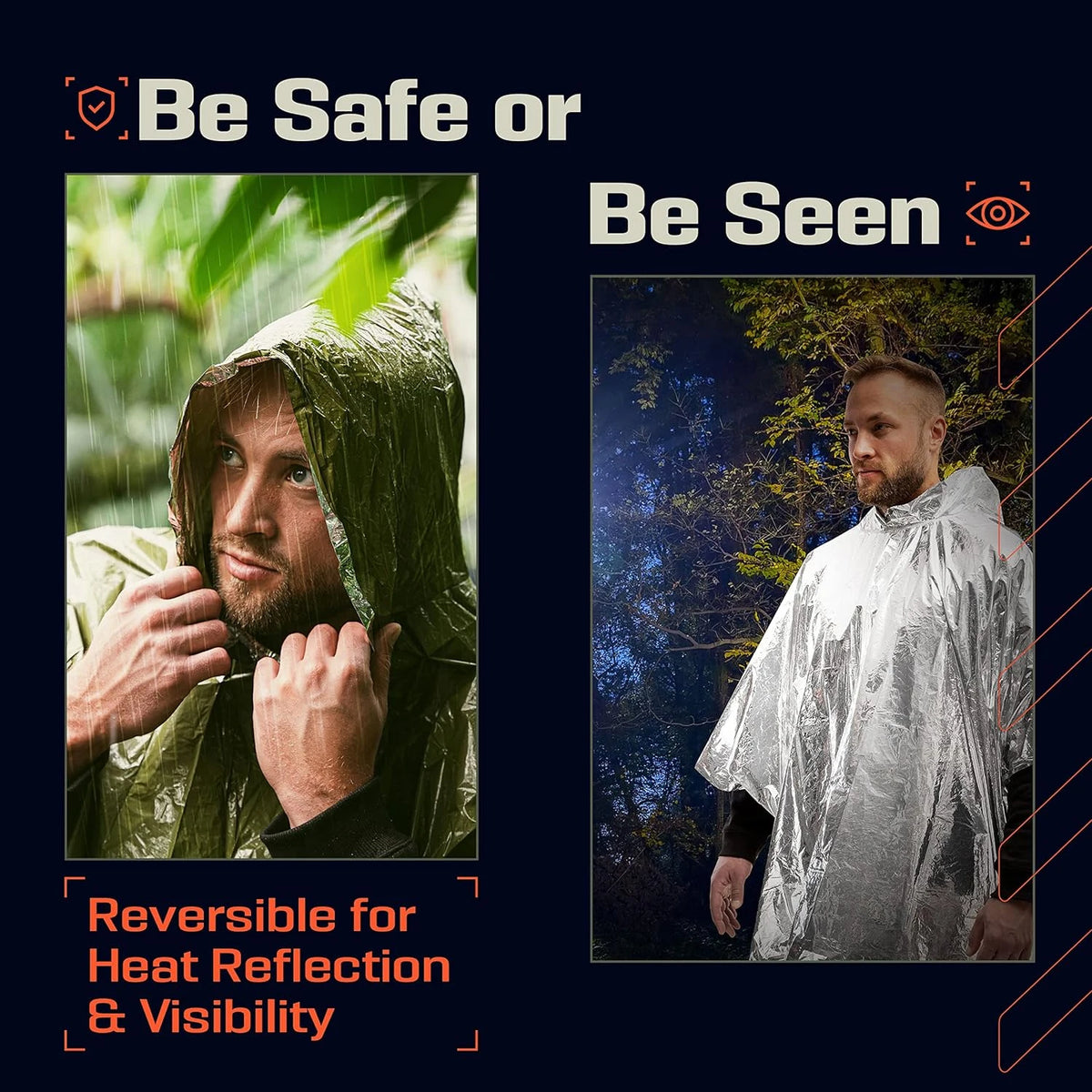 Poncho Impermeable de Emergencia con Película de Aluminio – Manta Térmica Desechable para Supervivencia y Camping