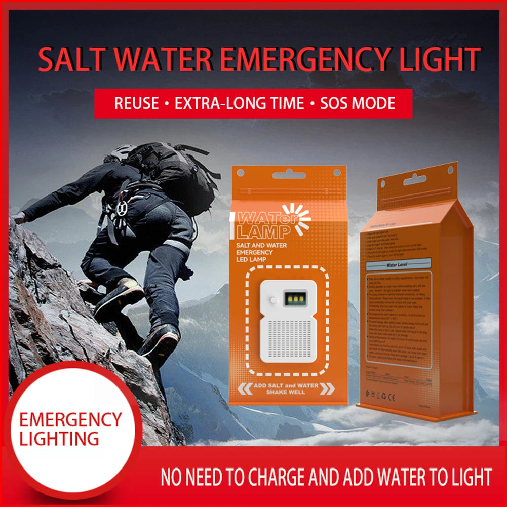 Lámpara LED de Emergencia con Agua Salada para Camping — Portátil, Resistente al Agua, Ahorro de Energía, Ideal para Pesca Nocturna y Viajes al Aire Libre