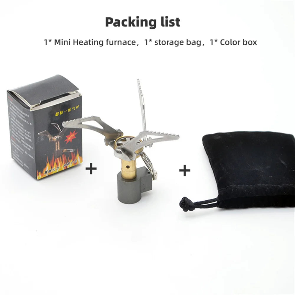 Hornillo de gas portátil para camping plegable, mini estufa de supervivencia para picnic y excursiones