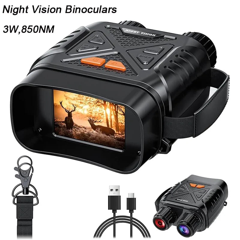 Binoculares de Visión Nocturna 1080P 10x Zoom Digital Pantalla Grande 2,8'' 800m Infrarrojos para Acampada
