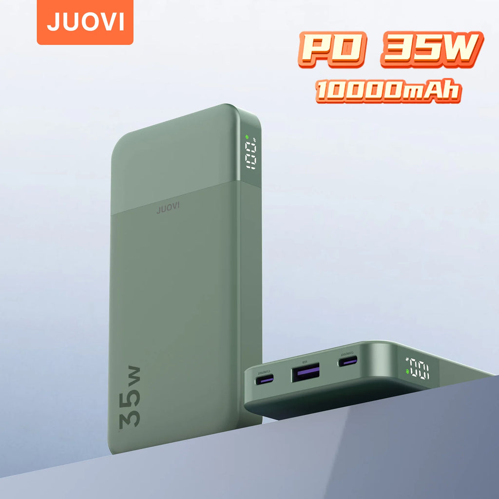 JUOVI Power Bank Portátil 10000mAh 35W Carga Súper Rápida Mini Batería Externa para Celulares