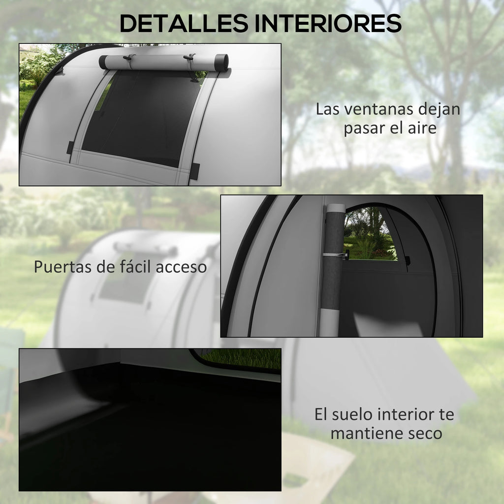 Tienda de campaña para 3 personas con ventanas, gancho y bolsa de transporte impermeable 3000mm 470x220x150 cm verde