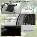 Tienda de campaña para 3 personas con ventanas, gancho y bolsa de transporte impermeable 3000mm 470x220x150 cm verde