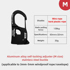 Tensor de cuerda para tienda de campaña de aleación de aluminio, resistente a la corrosión, ligero y portátil