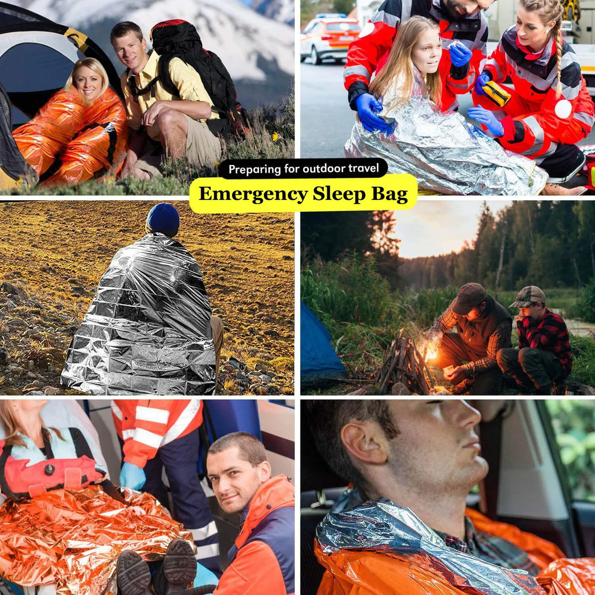 Saco de Dormir de Emergencia Impermeable Portátil para Supervivencia Exterior – Bolsa Térmica de Socorro Mylar