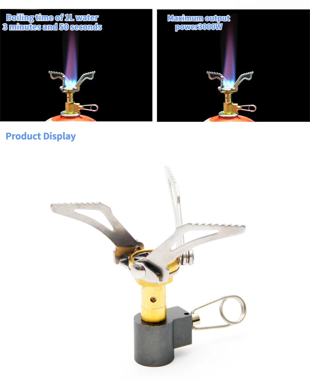 Hornillo de gas portátil para camping plegable, mini estufa de supervivencia para picnic y excursiones