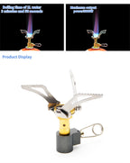Hornillo de gas portátil para camping plegable, mini estufa de supervivencia para picnic y excursiones