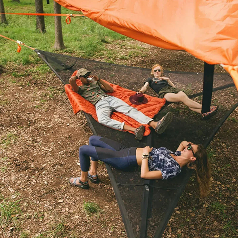 Hamaca Triangular para Varias Personas de Exterior, Plegable, de Malla Resistente para Camping, Viajes y Jardín