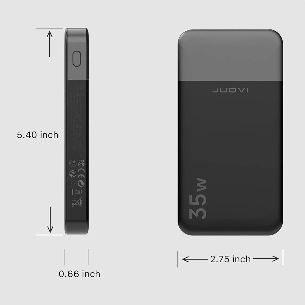 JUOVI Power Bank Portátil 10000mAh 35W Carga Súper Rápida Mini Batería Externa para Celulares