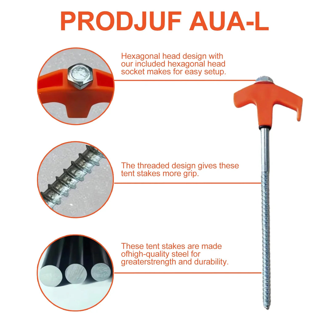 Estacas de Tornillo 20 cm para Tienda de Campaña, Anclaje Resistente para Exteriores (8 Piezas)
