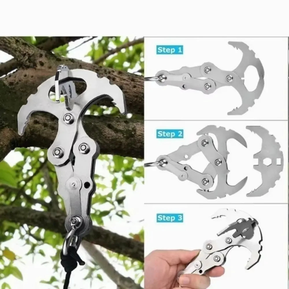 Garra de Escalada Plegable Multifunción de Acero Inoxidable para Supervivencia y Camping Outdoor