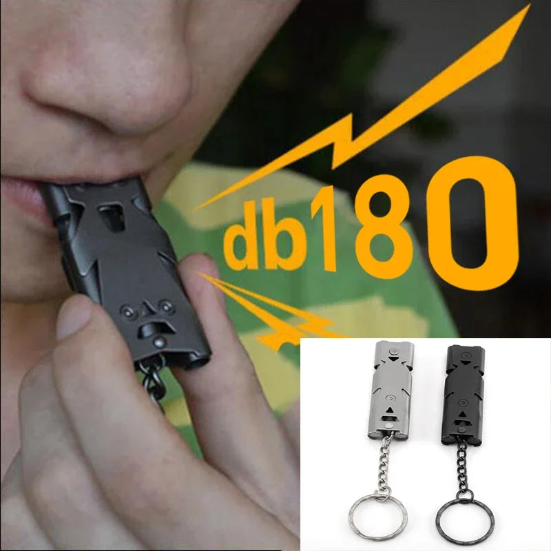 Silbato Portátil 180 dB Aleación de Aluminio Doble Tubo Emergencia SOS Herramienta de Supervivencia para Camping al Aire Libre