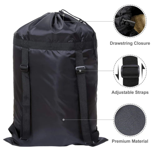 Bolsa Grande para Ropa Sucia de Poliéster Resistente con Cordón - Mochila para Lavandería, Camping y Escuela