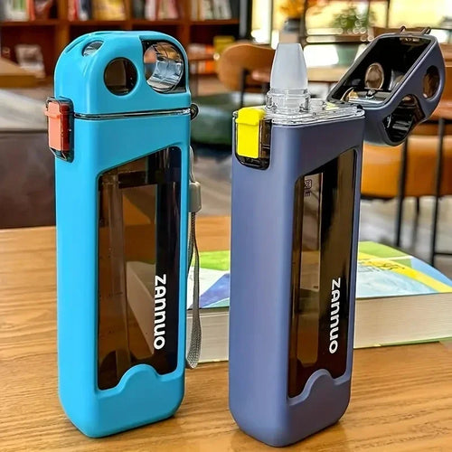 Botella de Agua Plástica 350ml Antiderrames con Tapa Bloqueable y Medidor para Deportes y Viajes al Aire Libre