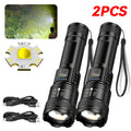 Linterna LED Potente de 2000LM con Pantalla, Recargable USB, Zoom y Modos para Camping, Pesca y Emergencias