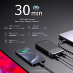 JUOVI Power Bank Portátil 10000mAh 35W Carga Súper Rápida Mini Batería Externa para Celulares