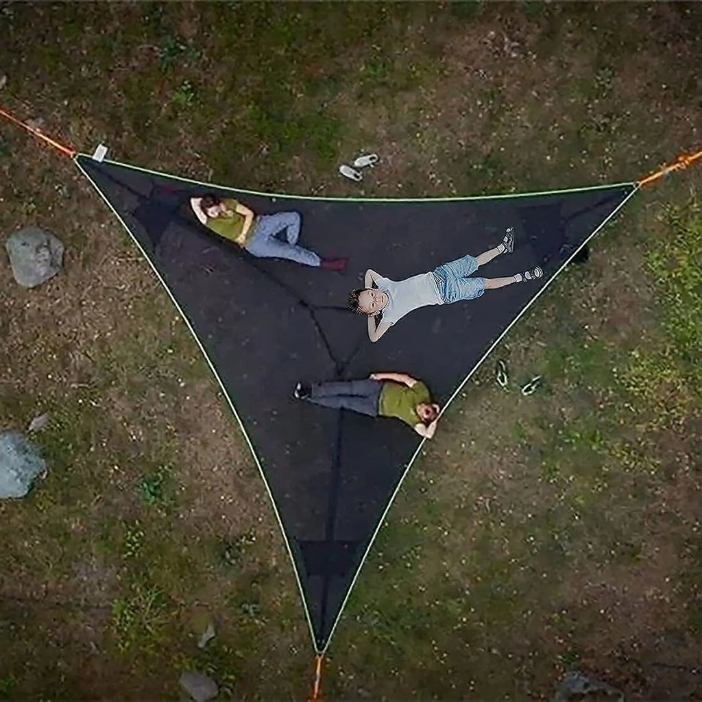 Hamaca Triangular para Varias Personas de Exterior, Plegable, de Malla Resistente para Camping, Viajes y Jardín