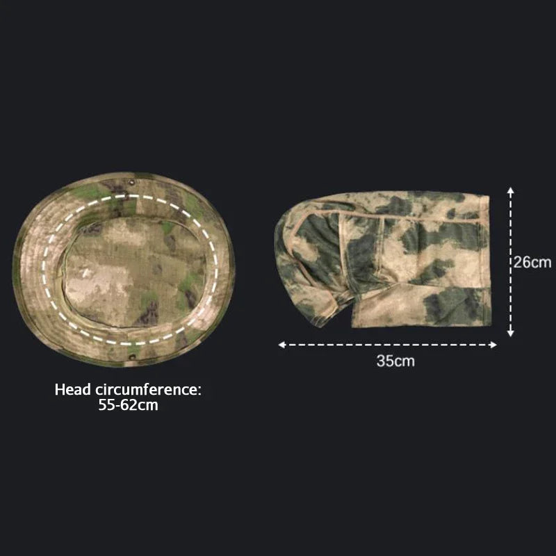 Set de Gorro Camuflado Táctico con Protección Solar para Outdoor, Senderismo y Pesca – UV, Ajustable