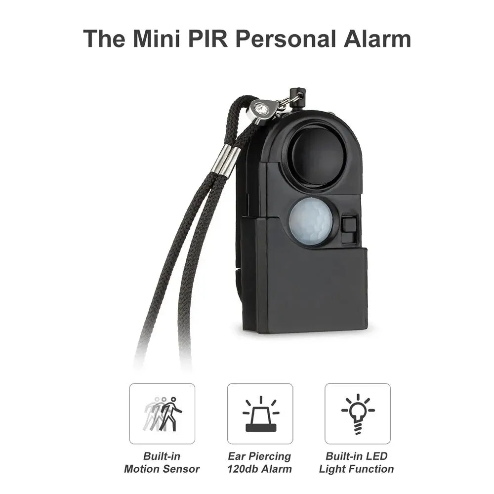 Alarma de Movimiento Portátil KERUI Mini 120dB con Luz LED SOS – Seguridad Personal para Viajes y Protección en el Hogar