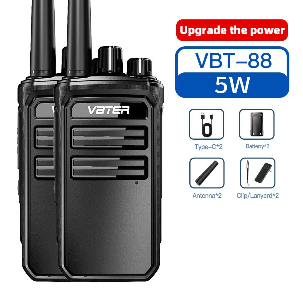 Walkie Talkie VBTER VBT-88 PMR446 Portátil | 16 Canales | 3-5km Alcance | Radio Bidireccional de Mano
