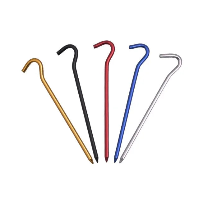 Clavo para Tienda de Campaña de Aluminio 18cm con Gancho – Estaca para Camping, Hamaca y Senderismo