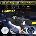 Linterna Frontal LED Recargable USB con Sensor XPE+COB para Camping y Pesca