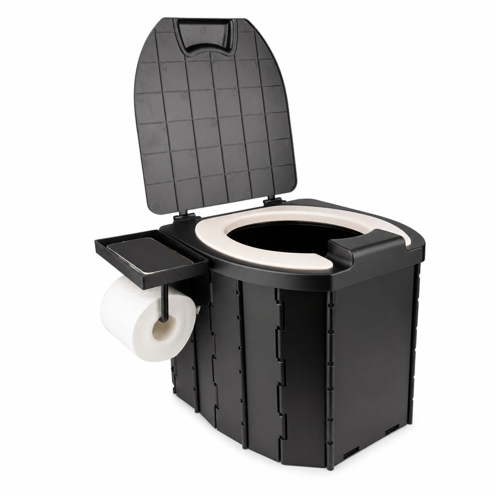 Inodoro Plegable Portátil para Exterior con Tapa de PU