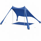 Alfombra de Playa Plegable UPF50+ con Patas de Aluminio y Bolsa Azul