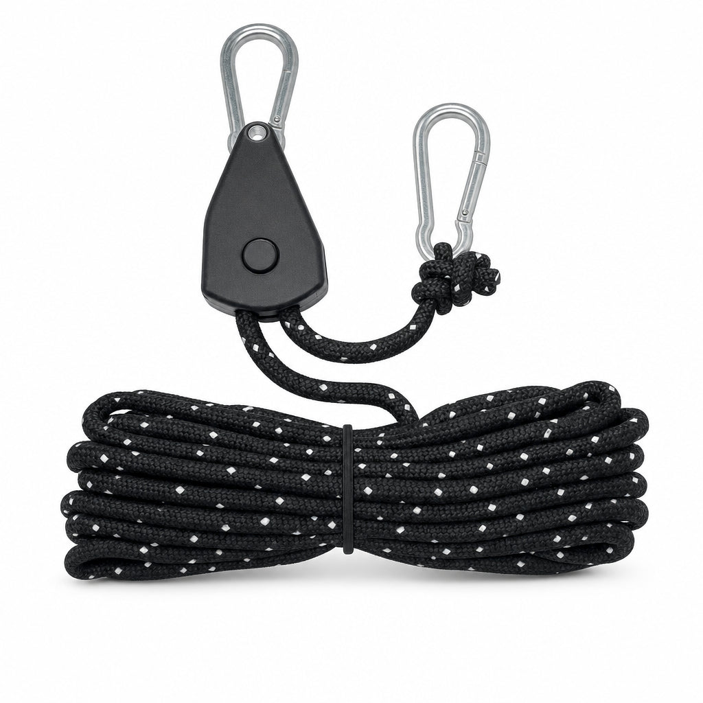 Set de 8 Cuerdas de 4m para Camping con Tensor Ajustable y Hebillas Fijas