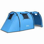 Tienda de campaña para 3 personas con ventanas, gancho, impermeable 3000mm y bolsa de transporte, 470x220x150 cm, azul cielo