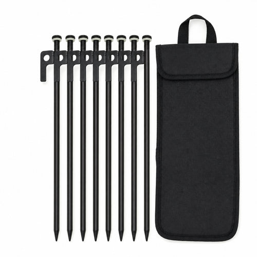 4/8 Piezas Estacas de Tienda de Acero Forjado con Bolsa - Anclajes Reforzados para Camping al Aire Libre