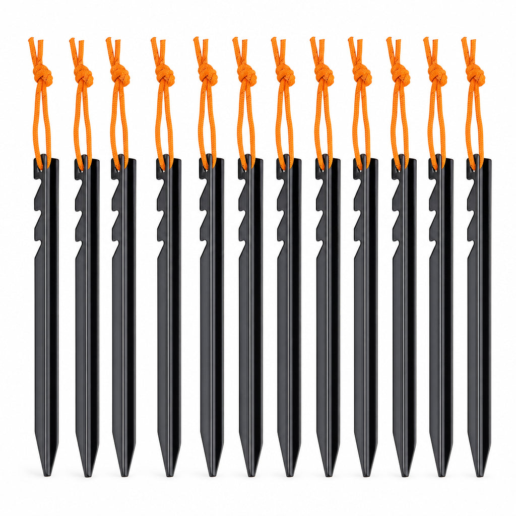 Juego de 12 piquetas de aluminio 18 cm ultraligeras para tienda de campaña y toldos