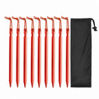 Set de 10 Estacas Ultraligeras de Aleación de Aluminio 18cm para Camping con Bolsa de Almacenamiento y Cuerda