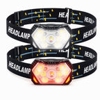 Linterna Frontal 9 LED Recargable USB con Sensor de Movimiento para Camping, Pesca y Trabajo al Aire Libre